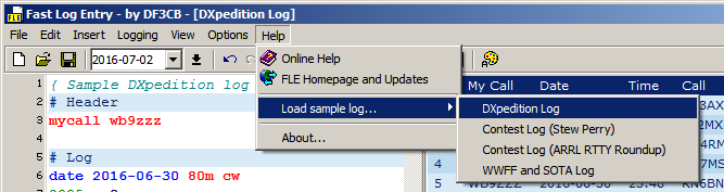 FLE Sample log files